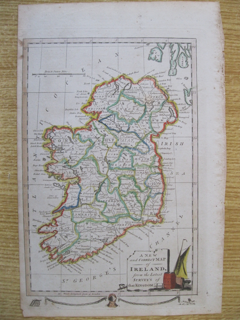 Mapa de Irlanda, 1782. Millar/Kitchin
